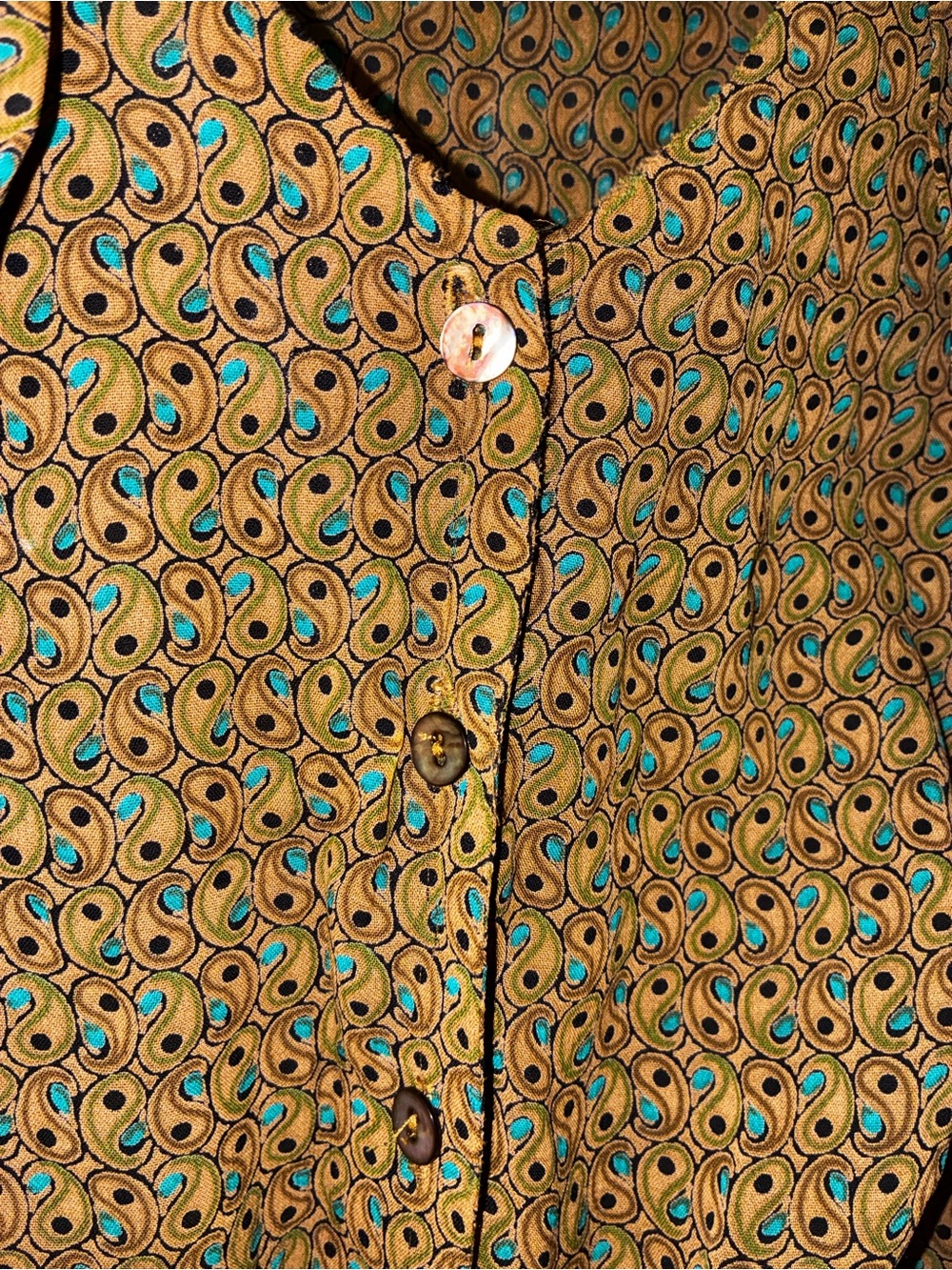 Adorable vintage Gold and Teal Button-Up Shirt, size 6!!! USA